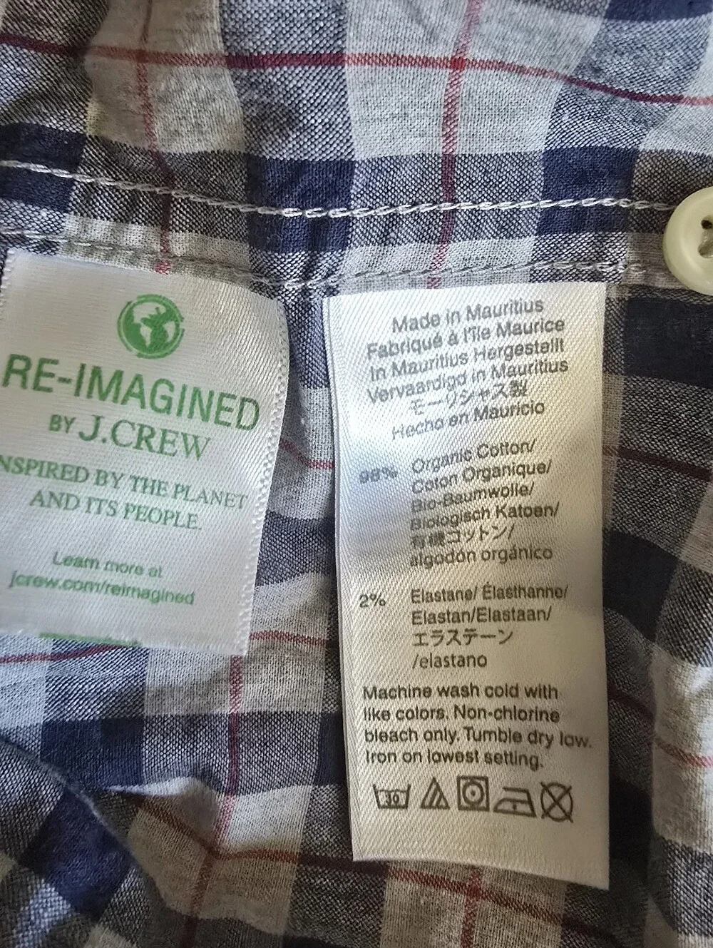 J. Crew Stretch Secret Wash shirt in organic cotton heathered plaid, Size XXXL